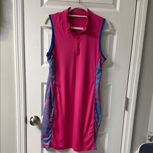 Birdies Vibrant Pink and Blue Mini Dress